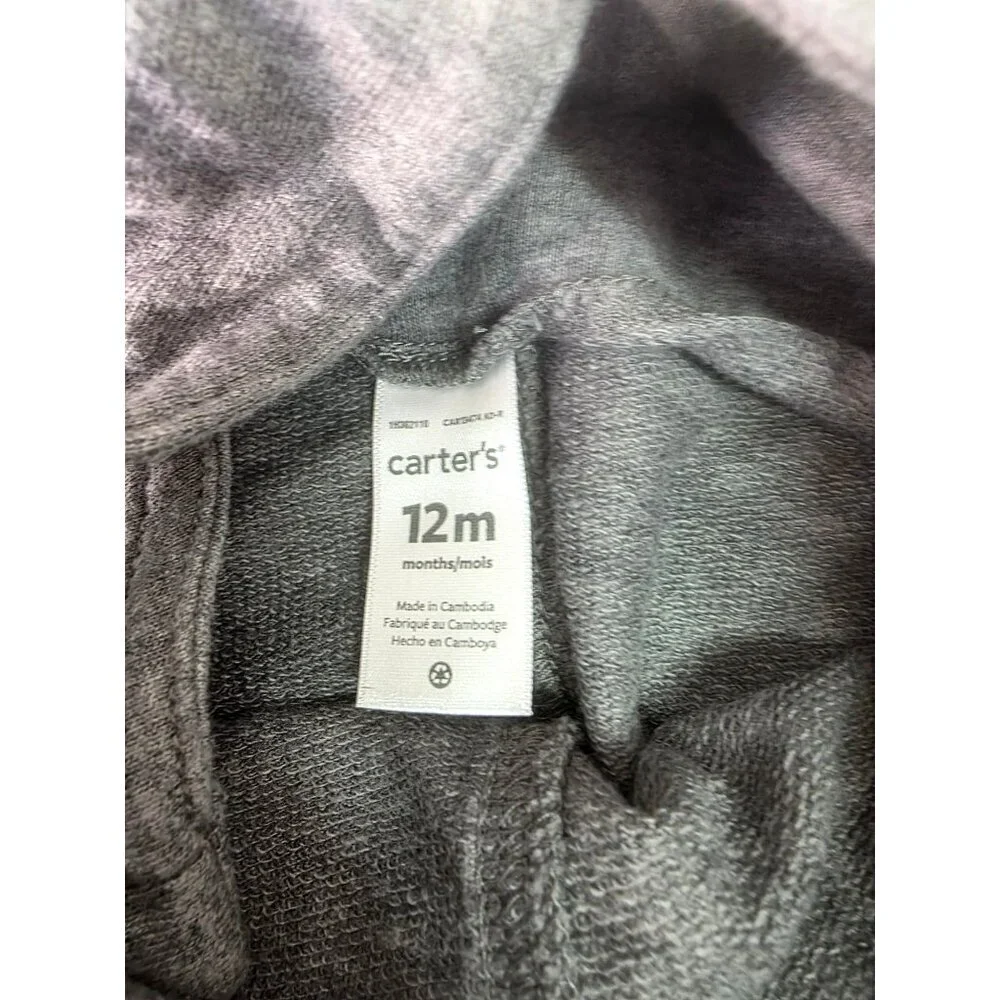 Carters Baby Bundle 6M Navy Sherpa Hood Jacket + 12M Short Romper Gray Blue NWOT